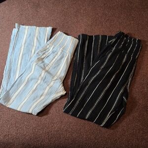 Billabong Striped Stretch Waist Pants — Light Blue & Black